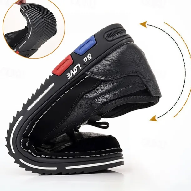 Men's Stylish Brown Faux Leather Casual Shoes with Black Contrast Detail, Comfortable Fit and Durable Sole, Ideal for Everyday Wear and Smart Casual Occasions