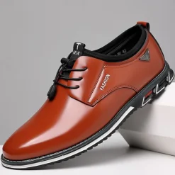 Men's Stylish Brown Lace-Up Casual Shoes – Comfortable Slip-On Sneakers for Everyday and Semi-Formal Wear