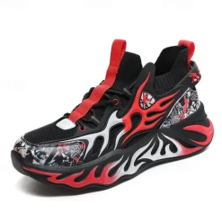 Men's Stylish Red Sneakers with Flame Design - Stylish and Comfortable, Perfect for Parties or Casual Outings