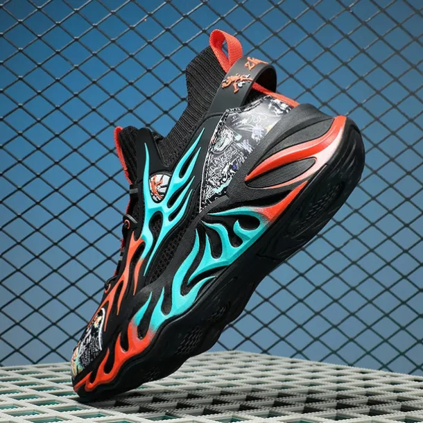 Men's Stylish Red Sneakers with Flame Design - Stylish and Comfortable, Perfect for Parties or Casual Outings