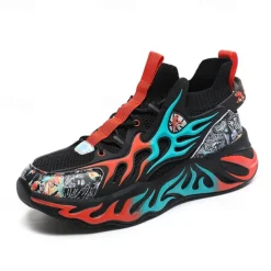 Men's Stylish Red Sneakers with Flame Design - Stylish and Comfortable, Perfect for Parties or Casual Outings