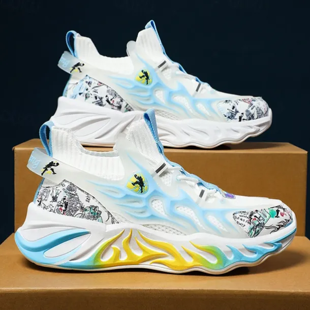 Men's Stylish Red Sneakers with Flame Design - Stylish and Comfortable, Perfect for Parties or Casual Outings