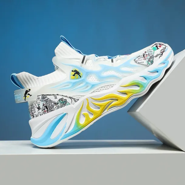 Men's Stylish Red Sneakers with Flame Design - Stylish and Comfortable, Perfect for Parties or Casual Outings