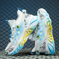 Men's Stylish Red Sneakers with Flame Design - Stylish and Comfortable, Perfect for Parties or Casual Outings