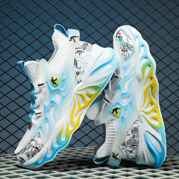 Men's Stylish Red Sneakers with Flame Design - Stylish and Comfortable, Perfect for Parties or Casual Outings