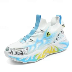 Men's Stylish Red Sneakers with Flame Design - Stylish and Comfortable, Perfect for Parties or Casual Outings