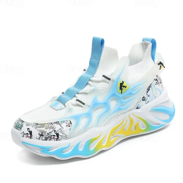 Men's Stylish Red Sneakers with Flame Design - Stylish and Comfortable, Perfect for Parties or Casual Outings