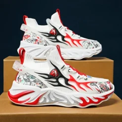 Men's Stylish Red Sneakers with Flame Design - Stylish and Comfortable, Perfect for Parties or Casual Outings