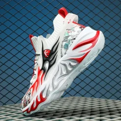 Men's Stylish Red Sneakers with Flame Design - Stylish and Comfortable, Perfect for Parties or Casual Outings