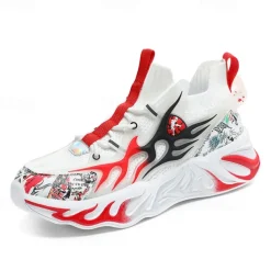 Men's Stylish Red Sneakers with Flame Design - Stylish and Comfortable, Perfect for Parties or Casual Outings