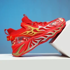 Men's Stylish Red Sneakers with Flame Design - Stylish and Comfortable, Perfect for Parties or Casual Outings