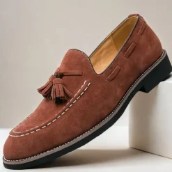 Men's Suede Tassel Loafers – Elegant Slip-On Dress Shoes, Comfortable and Stylish, Perfect for Business, Casual Events, and Formal Occasions