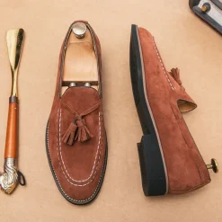 Men's Suede Tassel Loafers – Elegant Slip-On Dress Shoes, Comfortable and Stylish, Perfect for Business, Casual Events, and Formal Occasions