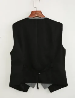 Men's Suit Vest Waistcoat Formal Wedding Work Business 1920s Smart Casual Cotton Polyester Solid Colored Slim Black Brown Vest