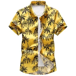 Men's Summer Hawaiian Shirt Aloha Shirt Shirt Collar Designer White Yellow Sky Blue S M L