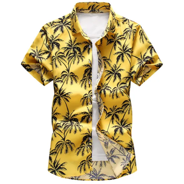 Men's Summer Hawaiian Shirt Aloha Shirt Shirt Collar Designer White Yellow Sky Blue S M L