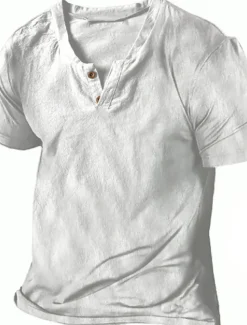 Men's Summer Shirt Casual Shirt Beach Shirt T shirt Tee Plain V Neck Casual Daily Short Sleeve Clothing Apparel Fashion Comfortable