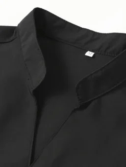 Men's Summer Shirt Casual Shirt Black White Wine Dark Navy Blue Long Sleeve Plain V Neck Street Vacation Sexy Clothing Apparel Fashion Shirts Leisure