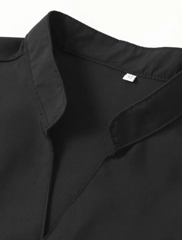 Men's Summer Shirt Casual Shirt Black White Wine Dark Navy Blue Long Sleeve Plain V Neck Street Vacation Sexy Clothing Apparel Fashion Shirts Leisure