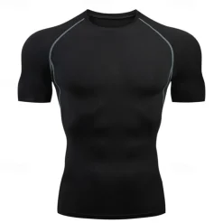 Men's Summer Shirt T shirt Tee Crew Neck Short Sleeve Sports & Outdoor Fitness Vacation Going out Casual Daily Breathable Soft Plain 1 2 Activewear Fashion Sport