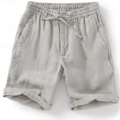 Men's Summer Shorts Beach Shorts Drawstring Elastic Waist Plain Breathable Soft Short Casual Daily Holiday Streetwear Hawaiian Blue Green Micro-elastic