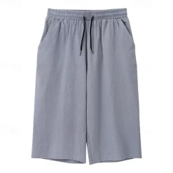 Men's Summer Shorts Pocket Solid Colored Outdoor Sports Short Vacation Casual Casual ArmyGreen Black Low Waist Micro-elastic