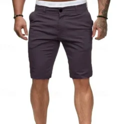 Men's Summer Shorts Work Shorts Casual Shorts Buttons Pocket Plain Comfort Knee Length Formal Party Work Fashion Classic Style Black White Micro-elastic