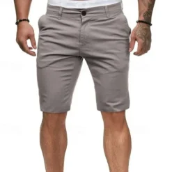 Men's Summer Shorts Work Shorts Casual Shorts Buttons Pocket Plain Comfort Knee Length Formal Party Work Fashion Classic Style Black White Micro-elastic