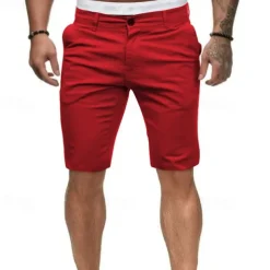 Men's Summer Shorts Work Shorts Casual Shorts Buttons Pocket Plain Comfort Knee Length Formal Party Work Fashion Classic Style Black White Micro-elastic