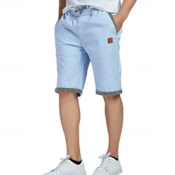 Men's Summer Shorts Work Shorts Pocket Drawstring Plain Comfort Breathable Knee Length Outdoor Business Fashion Casual Black Blue