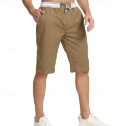 Men's Summer Shorts Work Shorts Pocket Drawstring Plain Comfort Breathable Knee Length Outdoor Business Fashion Casual Black Blue