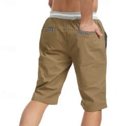 Men's Summer Shorts Work Shorts Pocket Drawstring Plain Comfort Breathable Knee Length Outdoor Business Fashion Casual Black Blue