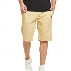 Men's Summer Shorts Work Shorts Pocket Drawstring Plain Comfort Breathable Knee Length Outdoor Business Fashion Casual Black Blue