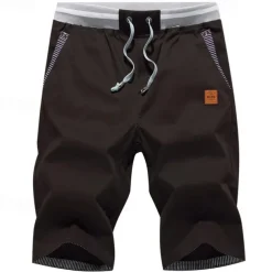 Men's Summer Shorts Work Shorts Pocket Drawstring Plain Comfort Breathable Knee Length Outdoor Business Fashion Casual Black Blue