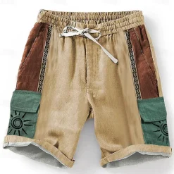 Men's Sun 3D Print Shorts Summer Shorts Casual Shorts Mid Waist Designer Ethnic Style Retro Vintage Casual Daily Holiday Drawstring Pocket Elastic Waist Designer Clothing Apparel