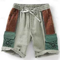 Men's Sun 3D Print Shorts Summer Shorts Casual Shorts Mid Waist Designer Ethnic Style Retro Vintage Casual Daily Holiday Drawstring Pocket Elastic Waist Designer Clothing Apparel