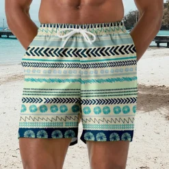 Men's Sun Geometric Pattern Eye Swim Trunks Swim Shorts Board Shorts Mid Waist Hawaiian Ethnic Casual Holiday Beach Drawstring with Mesh lining Elastic Waist Designer Clothing Apparel
