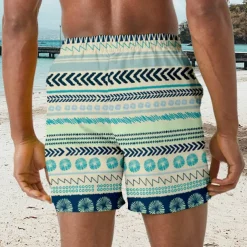 Men's Sun Geometric Pattern Eye Swim Trunks Swim Shorts Board Shorts Mid Waist Hawaiian Ethnic Casual Holiday Beach Drawstring with Mesh lining Elastic Waist Designer Clothing Apparel