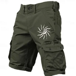 Men's Sun Geometric Pattern Cargo Shorts Mid Waist Sports Fashion Designer Outdoor Sports Outdoor Casual Multi Pocket Designer Clothing Apparel