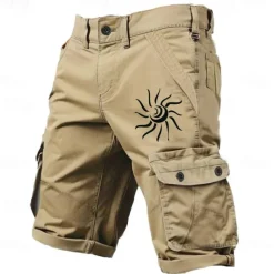 Men's Sun Geometric Pattern Cargo Shorts Mid Waist Sports Fashion Designer Outdoor Sports Outdoor Casual Multi Pocket Designer Clothing Apparel