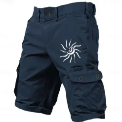 Men's Sun Geometric Pattern Cargo Shorts Mid Waist Sports Fashion Designer Outdoor Sports Outdoor Casual Multi Pocket Designer Clothing Apparel