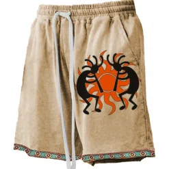 Men's Sun Kokopelli Board Shorts Swim Shorts Swim Trunks Mid Waist Hawaiian Ethnic Style Casual Holiday Beach Drawstring with Mesh lining Elastic Waist Designer Clothing Apparel