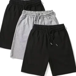 Men's Sweat Shorts Baggy Shorts Solid Color Breathable Soft Short Casual Daily Stylish Casual Black Grey Micro-elastic