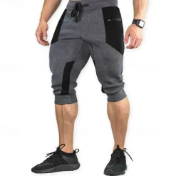Men's Sweat Shorts Capri shorts Running Shorts Gym Shorts Pocket Drawstring Elastic Waist Color Block Comfort Breathable Calf-Length Outdoor Sports Classic Casual Black Wine Micro-elastic
