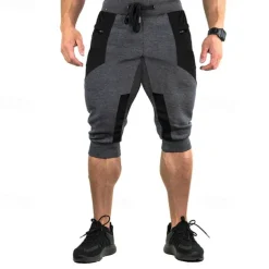 Men's Sweat Shorts Capri shorts Running Shorts Gym Shorts Pocket Drawstring Elastic Waist Color Block Comfort Breathable Calf-Length Outdoor Sports Classic Casual Black Wine Micro-elastic