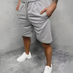 Men's Sweat Shorts Casual Shorts Drawstring Elastic Waist Plain Breathable Soft Casual Weekend Fashion Streetwear Black Grey Micro-elastic