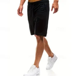 Men's Sweat Shorts Casual Shorts Drawstring Elastic Waist Plain Breathable Soft Casual Weekend Fashion Streetwear Black Grey Micro-elastic