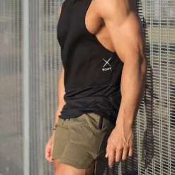 Men's Sweat Shorts Drawstring Elastic Waist Plain Breathable Sports Short Daily Beach Casual / Sporty Athleisure ArmyGreen Black Micro-elastic