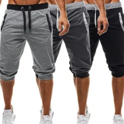 Men's Sweat Shorts Running Shorts Capri Pants Patchwork Drawstring Plain Daily Holiday Going out Streetwear Basic Black Light Grey Micro-elastic