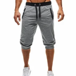 Men's Sweat Shorts Running Shorts Capri Pants Patchwork Drawstring Plain Daily Holiday Going out Streetwear Basic Black Light Grey Micro-elastic